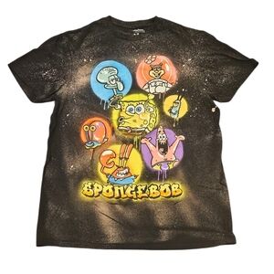 Nickelodeon T-Shirt Vintage Spongebob Boy Medium Paint Splatter Short Sleeve